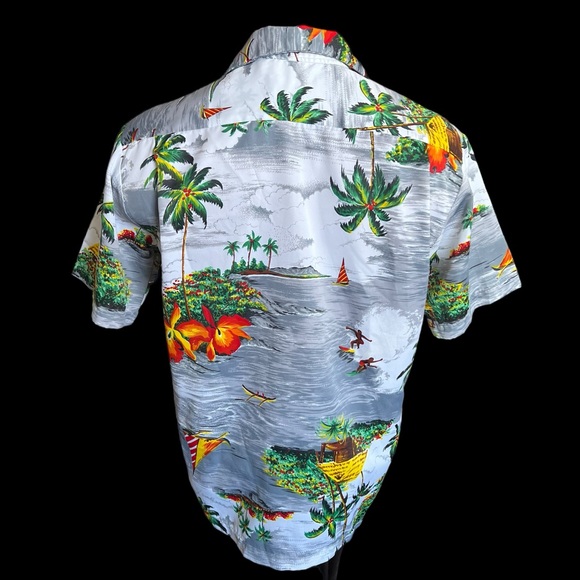 Vintage Hawaiian Aloha shirt By Fumi’s 70’s polyester Fits Large Orchid Surf - Picture 5 of 7